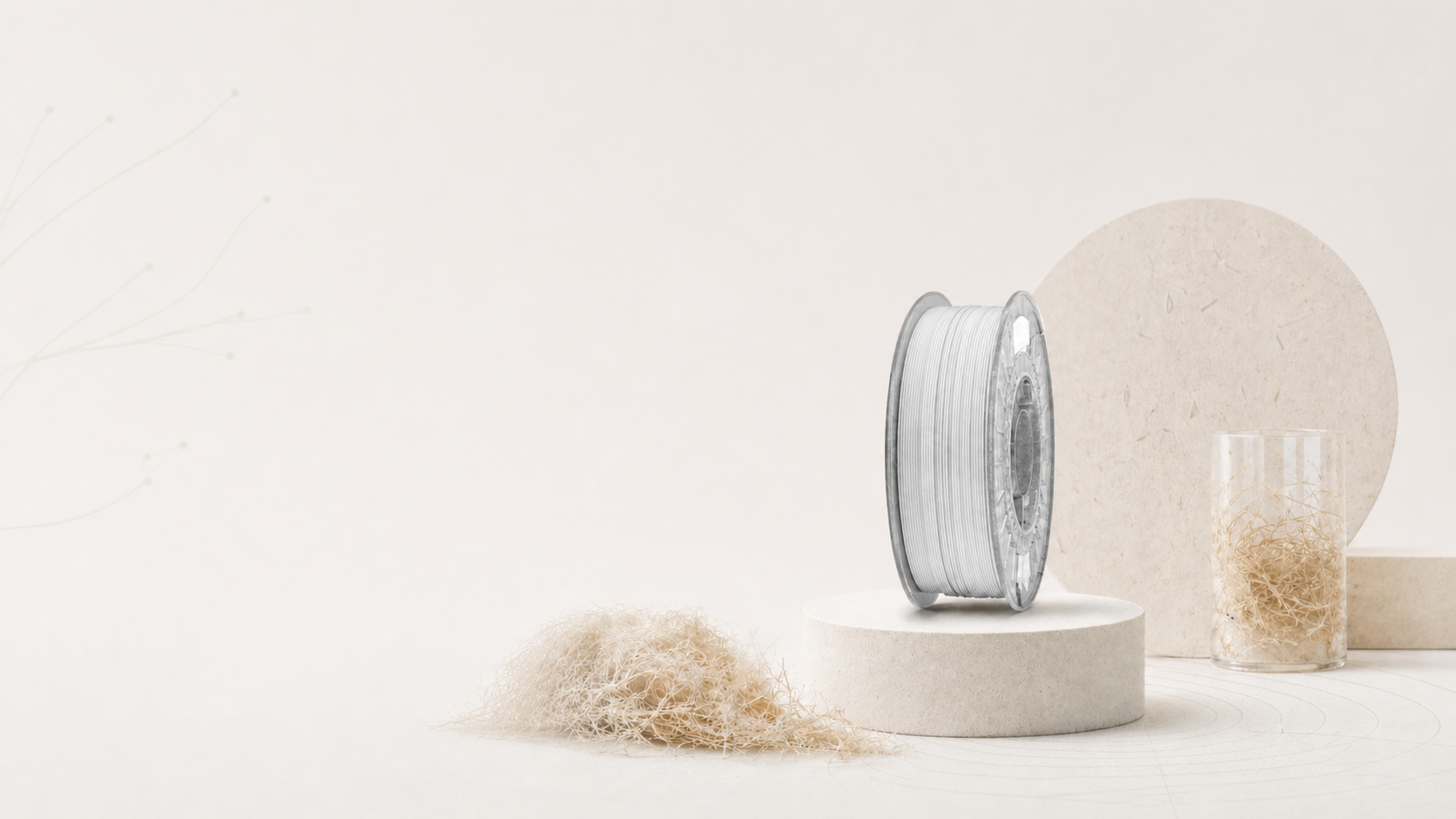 White filament spool in a materials laboratory